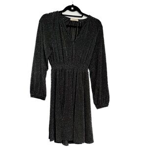 Momoni Black Silver Sparkly Dress Gathered Waist (Size 40/US 2) NWOT